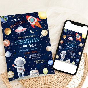 Verjaardag Ruimtevaarder Melkweg Raket Schip Kaart