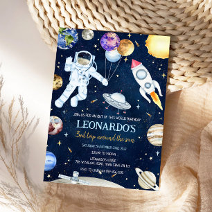Verjaardag Ruimtevaarder Raket Planeten Buitenruim Kaart
