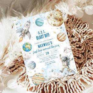 Verjaardag Ruimtevaartplaneten Ruimtevaarder Jonge Kaart