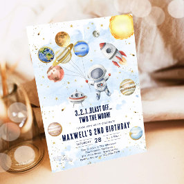 Verjaardag Ruimtevaartplaneten Ruimtevaarder Jonge Kaart