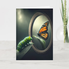 Verjaardag rups met een monarch vlinder kaart