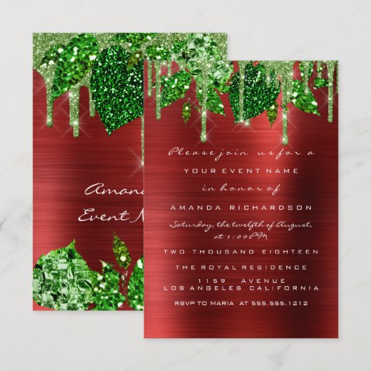 Verjaardag Rustiek Woodland Rood Groen Drips Leafs Kaart (Voorkant / Achterkant)