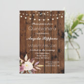 Verjaardag Rustieke Hout Quinceanera Bloem Uitnodi Kaart (Staand voorkant)
