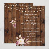 Verjaardag Rustieke Hout Quinceanera Bloem Uitnodi Kaart (Voorkant / Achterkant)