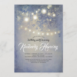 Verjaardag Rustieke Tuin Lichten Stoffig Blauw Kaart