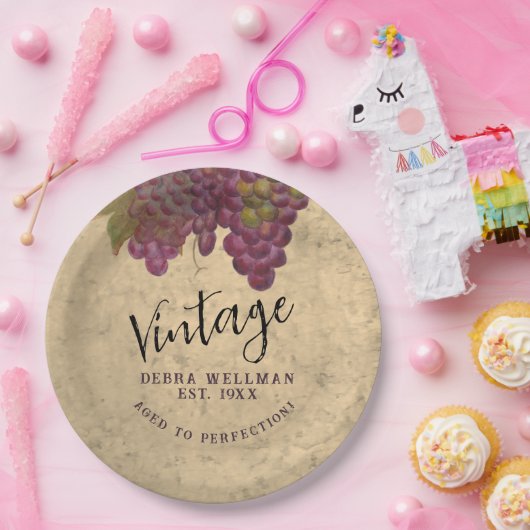 Verjaardag Rustieke Wijngaard Land Papieren Bordje (Feest)