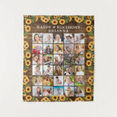 Verjaardag Rustieke Zonnebloem Houten 30 Foto Coll Wandkleed (Voorkant)