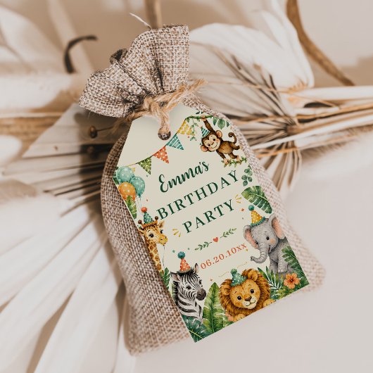 Verjaardag Safari Dieren Cadeaulabel