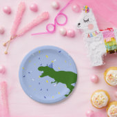 "Verjaardag-Saurus" Blauwe Dinosaurus Verjaardag Papieren Bordje (Feest)