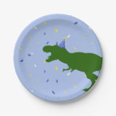 "Verjaardag-Saurus" Blauwe Dinosaurus Verjaardag Papieren Bordje (Voorkant)