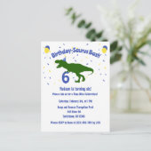 "Verjaardag-Saurus" Dinosaurus Verjaardagsfeest vo Uitnodiging Briefkaart (Staand voorkant)