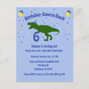 "Verjaardag-Saurus" Dinosaurus Verjaardagsfeest vo Uitnodiging Briefkaart