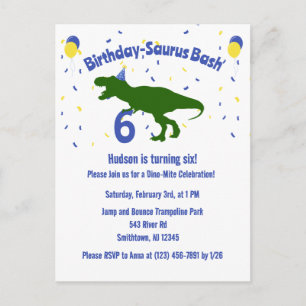 "Verjaardag-Saurus" Dinosaurus Verjaardagsfeest vo Uitnodiging Briefkaart