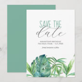 Verjaardag Save The Date Cards Tropisch thema (Voorkant / Achterkant)