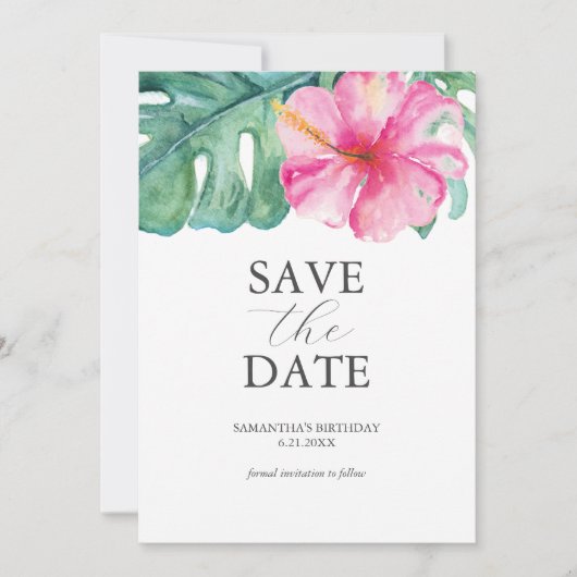 Verjaardag Save The Date Cards Tropisch thema (Voorkant)