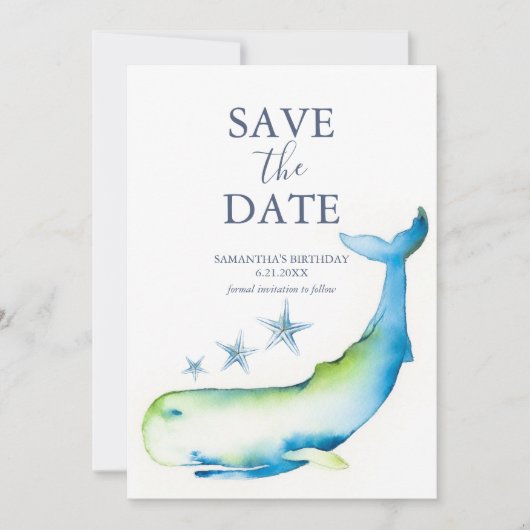Verjaardag Save The Date Cards Whale (Voorkant)