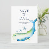 Verjaardag Save The Date Cards Whale (Staand voorkant)