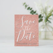 Verjaardag Save the Date Roze Goud Roze Glitters Aankondigingskaart (Staand voorkant)