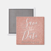 Verjaardag Save the Date Roze Goud Roze Glitters Magneet (Voorkant / Achterkant)
