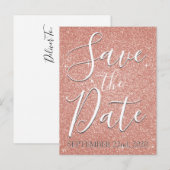 Verjaardag Save the Date Roze Gouden Roze Glitter Aankondigingskaart (Voorkant / Achterkant)