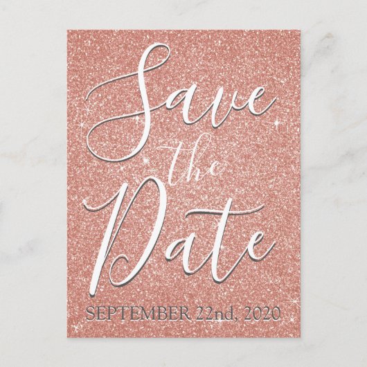 Verjaardag Save the Date Roze Gouden Roze Glitter Aankondigingskaart (Voorkant)