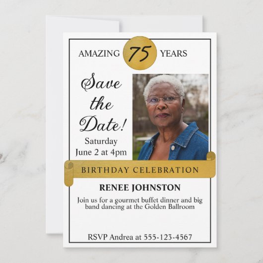 Verjaardag Save the Date Uitnodiging Foto (Voorkant)