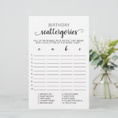 Verjaardag Scattergories bewerkbaar spel (Staand voorkant)