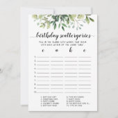 Verjaardag Scattergories bewerkbare spelkaart Kaart (Voorkant)