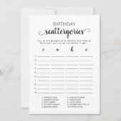 Verjaardag Scattergories bewerkbare spelkaart Kaart (Voorkant)