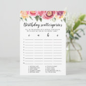 Verjaardag Scattergories bewerkbare spelkaart Kaart (Staand voorkant)