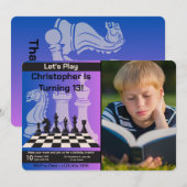 Verjaardag Schaakpartij Uitnodiging gepersonalisee (Voorkant / Achterkant)