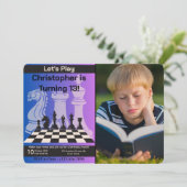 Verjaardag Schaakpartij Uitnodiging gepersonalisee (Staand voorkant)