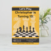 Verjaardag Schaakpartij Uitnodiging Leuk Spel Them (Staand voorkant)