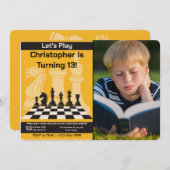 Verjaardag Schaken Uitnodiging Spelthema met Afbee (Voorkant / Achterkant)