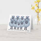 Verjaardag schapen zingen kaart (Gele Bloem)