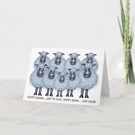 Verjaardag schapen zingen kaart (Voorkant)