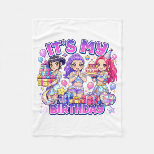 Verjaardag Schattig Chibi K-p Verjaardag K p Kinde Fleece Deken