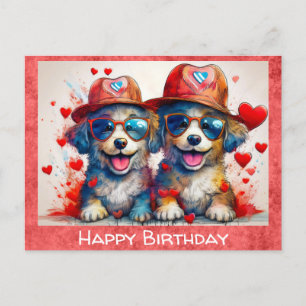 Verjaardag Schattige Funny Cartoon Dog Heart Briefkaart
