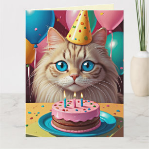 VERJAARDAG SCHATTIGE KAT KITTEN TAART KUNST Wenska Kaart