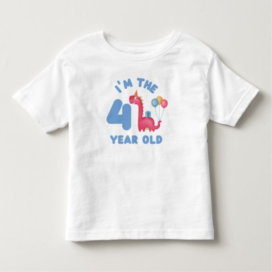 Verjaardag Schattigee dinosaurus - Ik ben de 4 jaa Kinder Shirts (Voorkant)