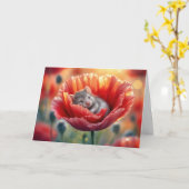 Verjaardag Schattigee muis slapen in een rode papa Kaart (Gele Bloem)