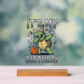 Verjaardag Schildpad Basketbal Feest Vector Ontwer Acryl Bord (Neutraal)