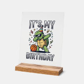 Verjaardag Schildpad Basketbal Feest Vector Ontwer Acryl Bord (Hoek)