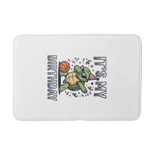 Verjaardag Schildpad Basketbal Feest Vector Ontwer Badmat (Voorkant)