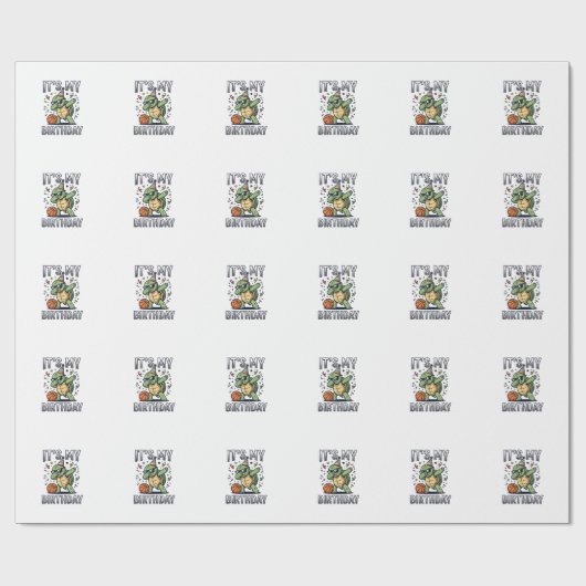 Verjaardag Schildpad Basketbal Feest Vector Ontwer Cadeaupapier (Vlak)
