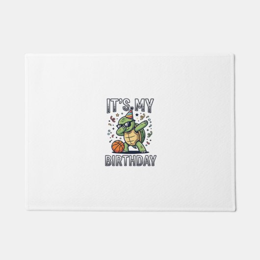 Verjaardag Schildpad Basketbal Feest Vector Ontwer Deurmat (Voorkant)