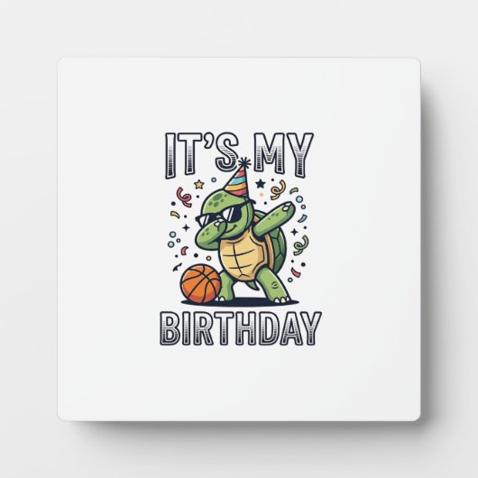 Verjaardag Schildpad Basketbal Feest Vector Ontwer Fotoplaat (Voorkant)