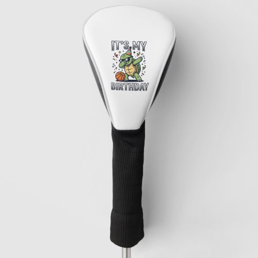 Verjaardag Schildpad Basketbal Feest Vector Ontwer Golfheadcover (Voorkant)