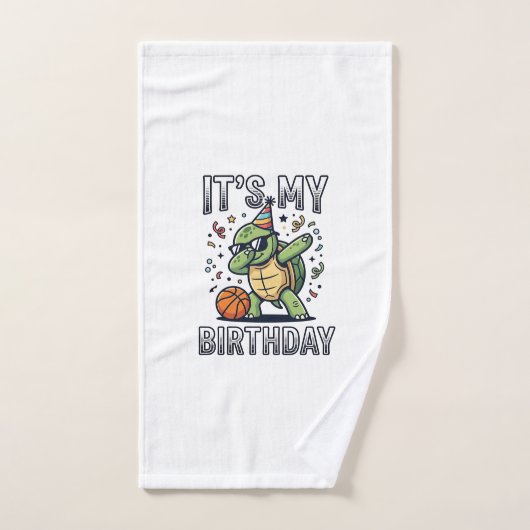 Verjaardag Schildpad Basketbal Feest Vector Ontwer Handdoek (Handdoek)