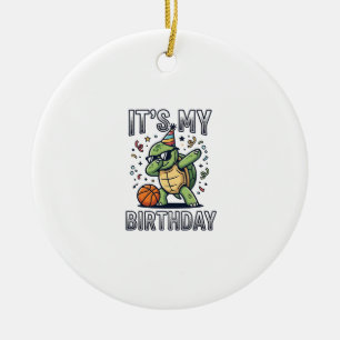 Verjaardag Schildpad Basketbal Feest Vector Ontwer Keramisch Ornament